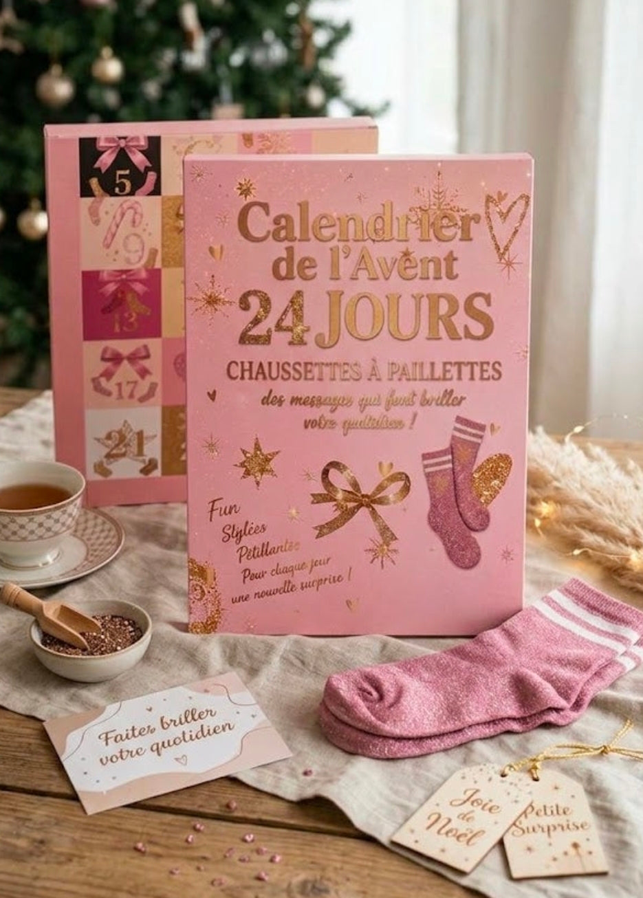 Calendrier de l'avent chaussettes paillettes ENFANT