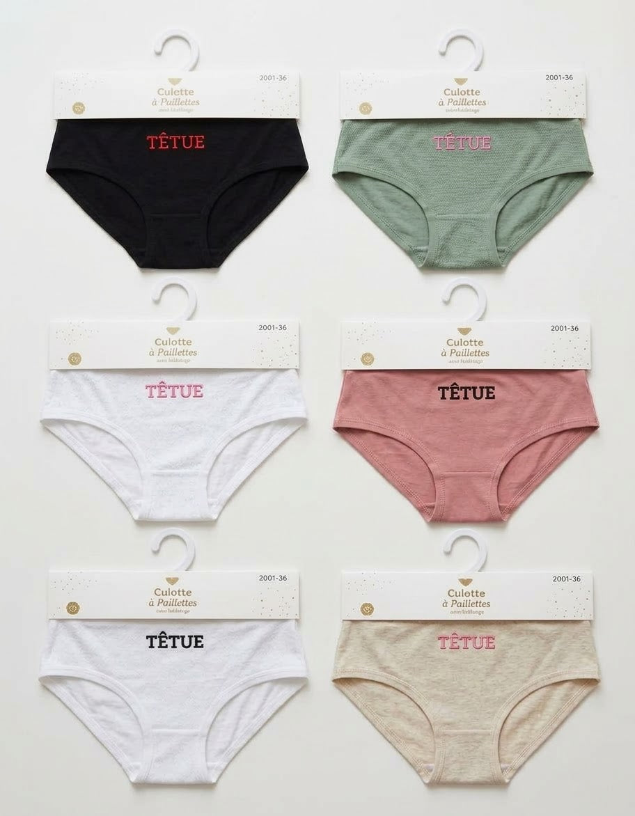 Culottes paillettes à message