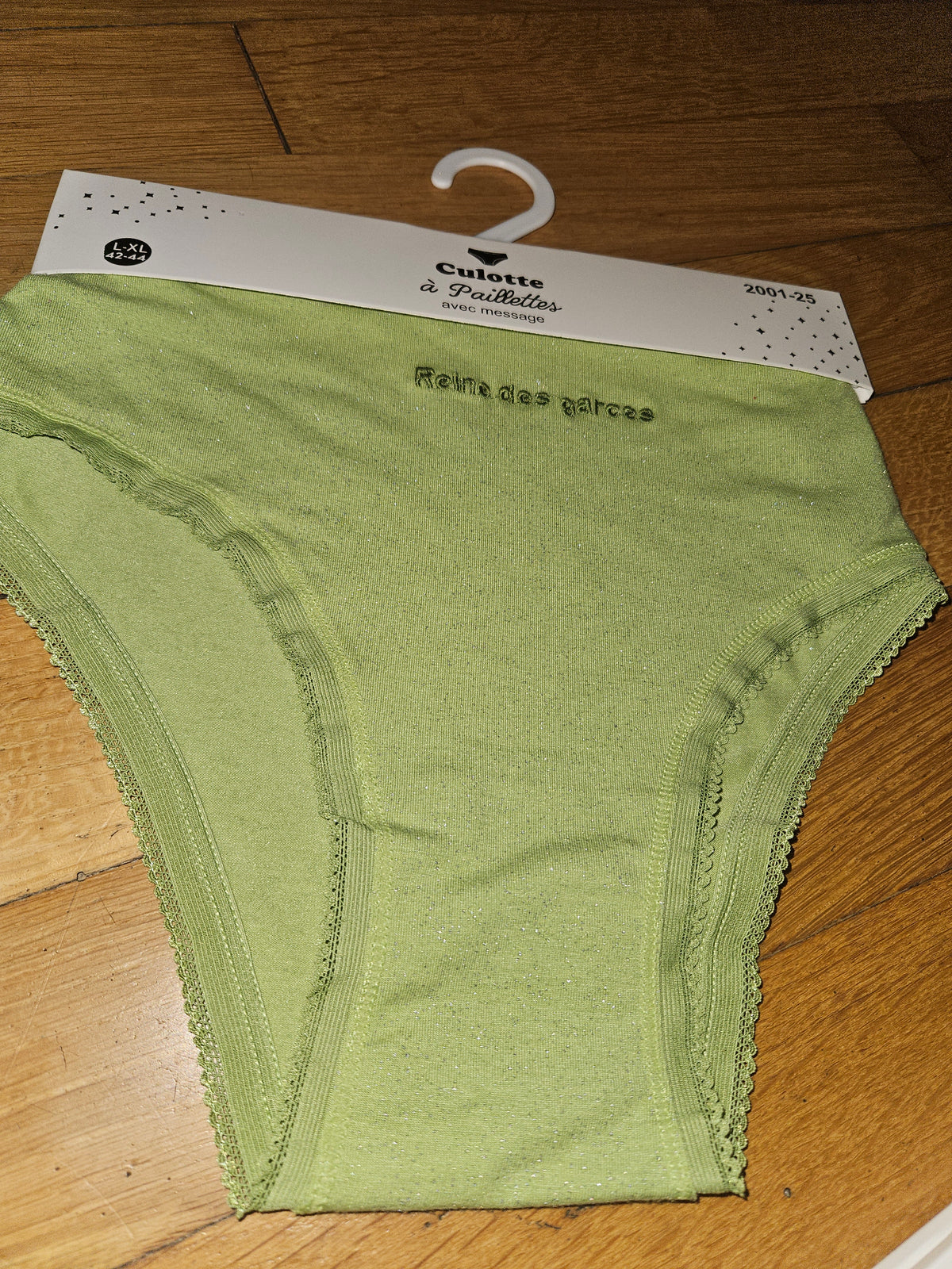 Culottes paillettes à message